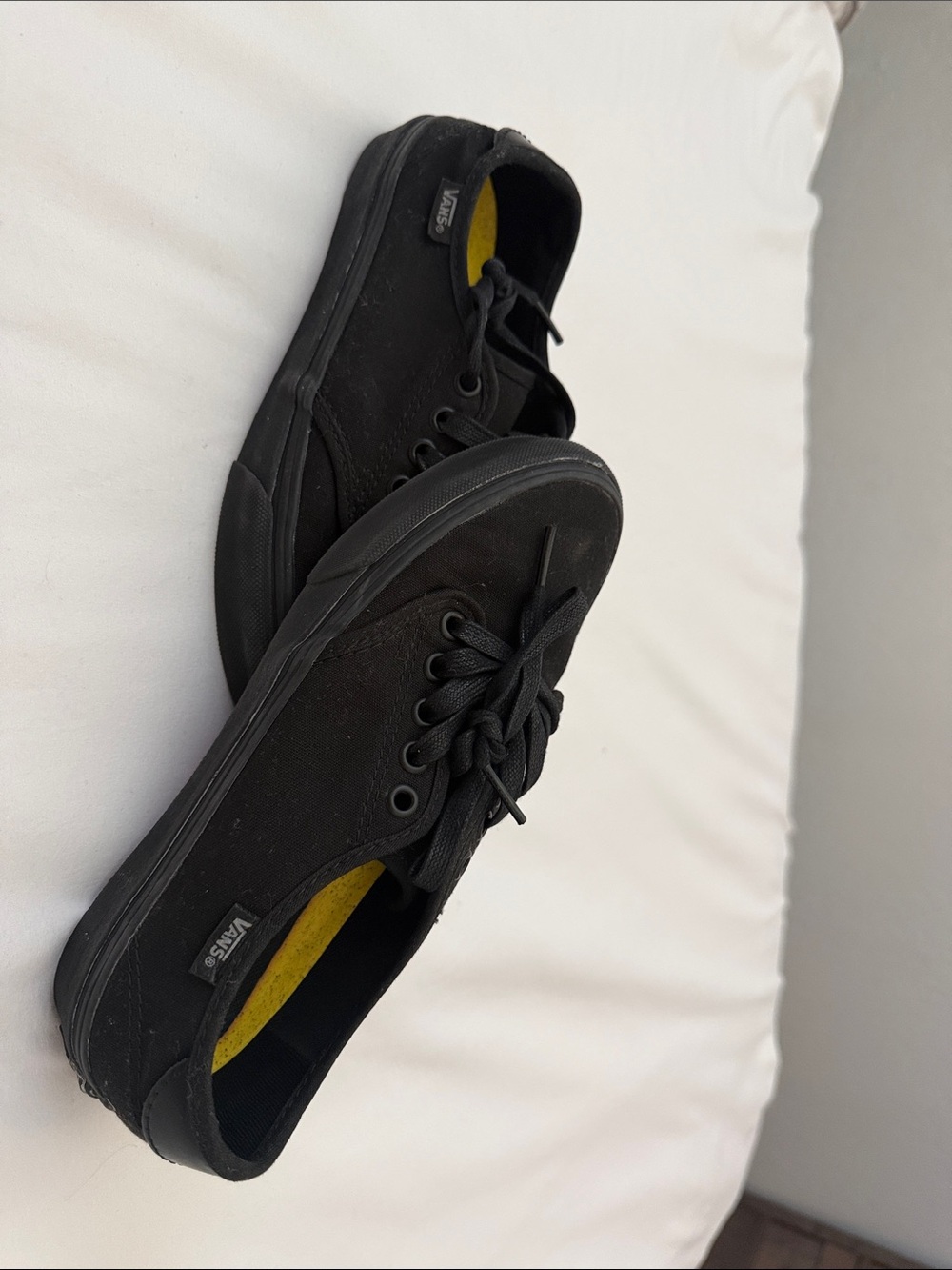 Vans Women’s Black Canvas Low-Top Sneakers with Yellow Insole